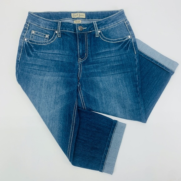 Earl Jean Womens 8P Blue Capri Stretch Med Wash - Picture 2 of 10